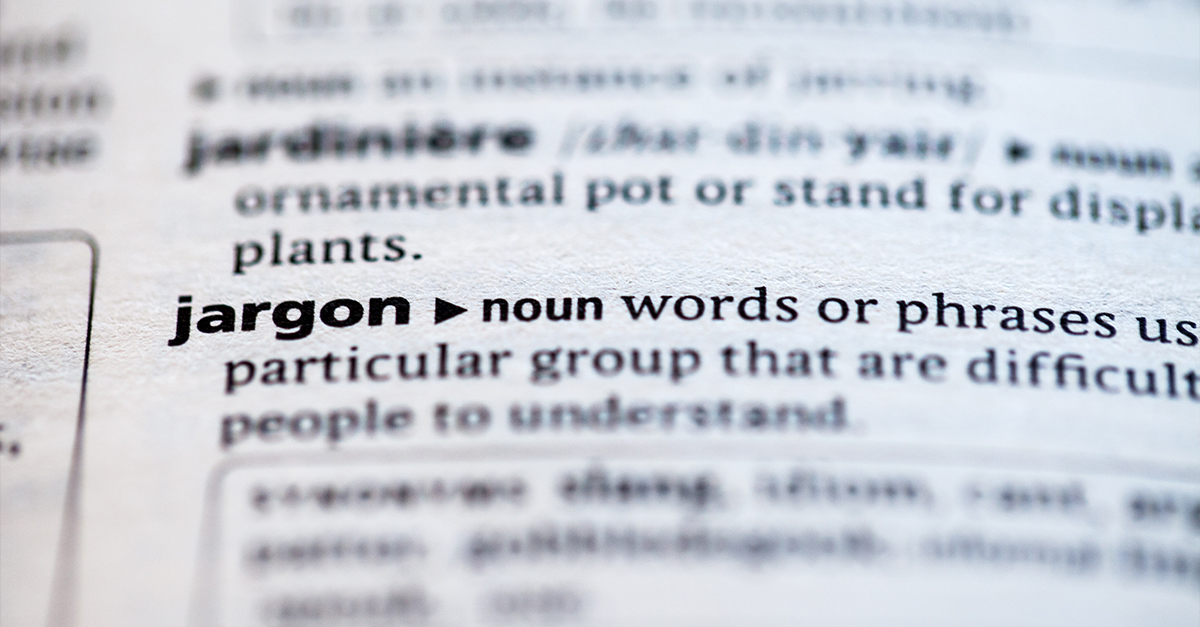 Dictionary page with a close up of the word "jargon" to illustrate the topic of the blog, Business Jargon